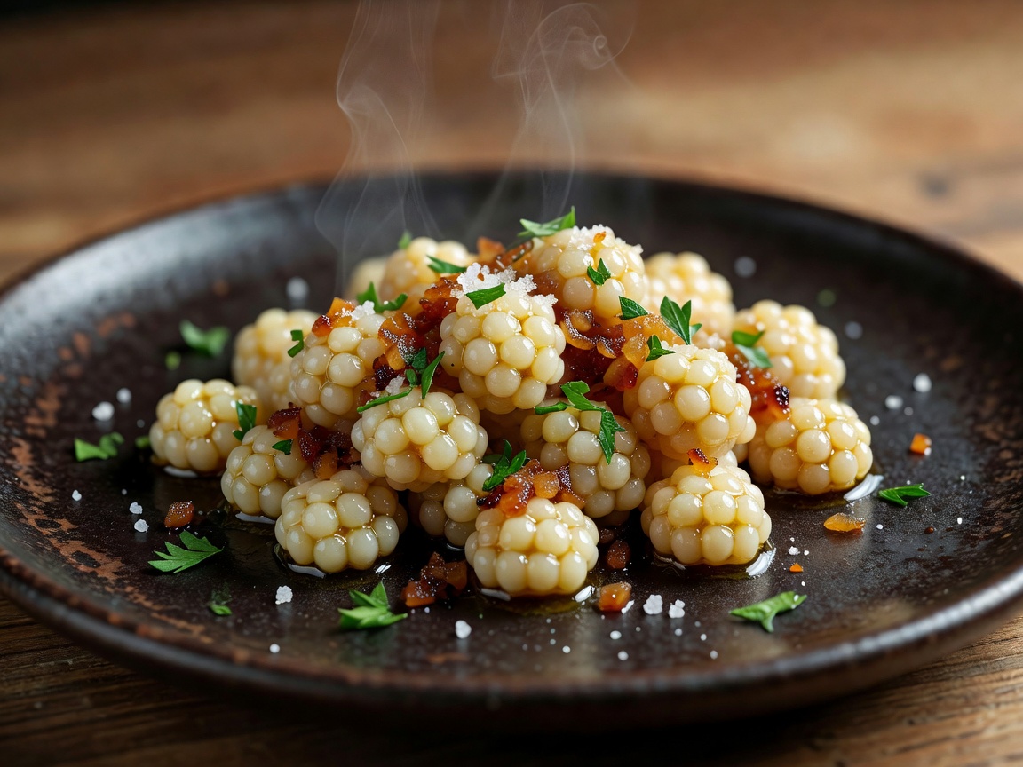 Pan-sautéed escamoles delicacy dish